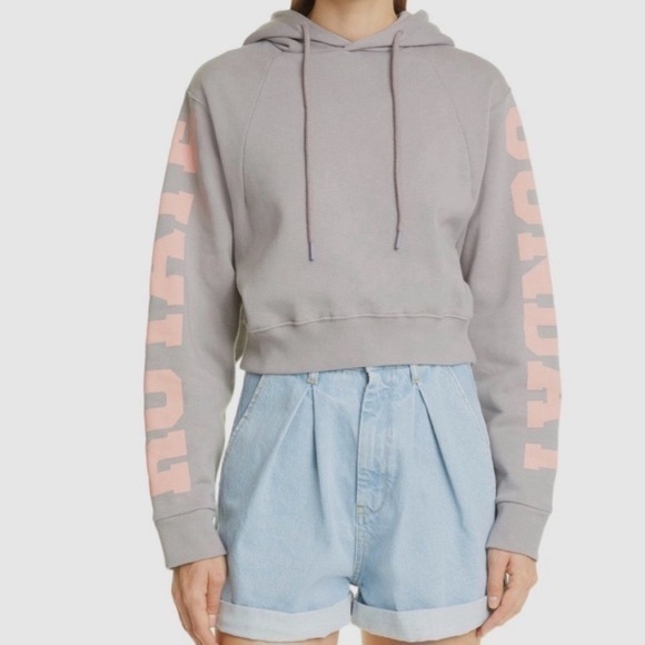Rotate Birger Christensen Viola Crop Graphic Logo Hoodie XS - Picture 1 of 5